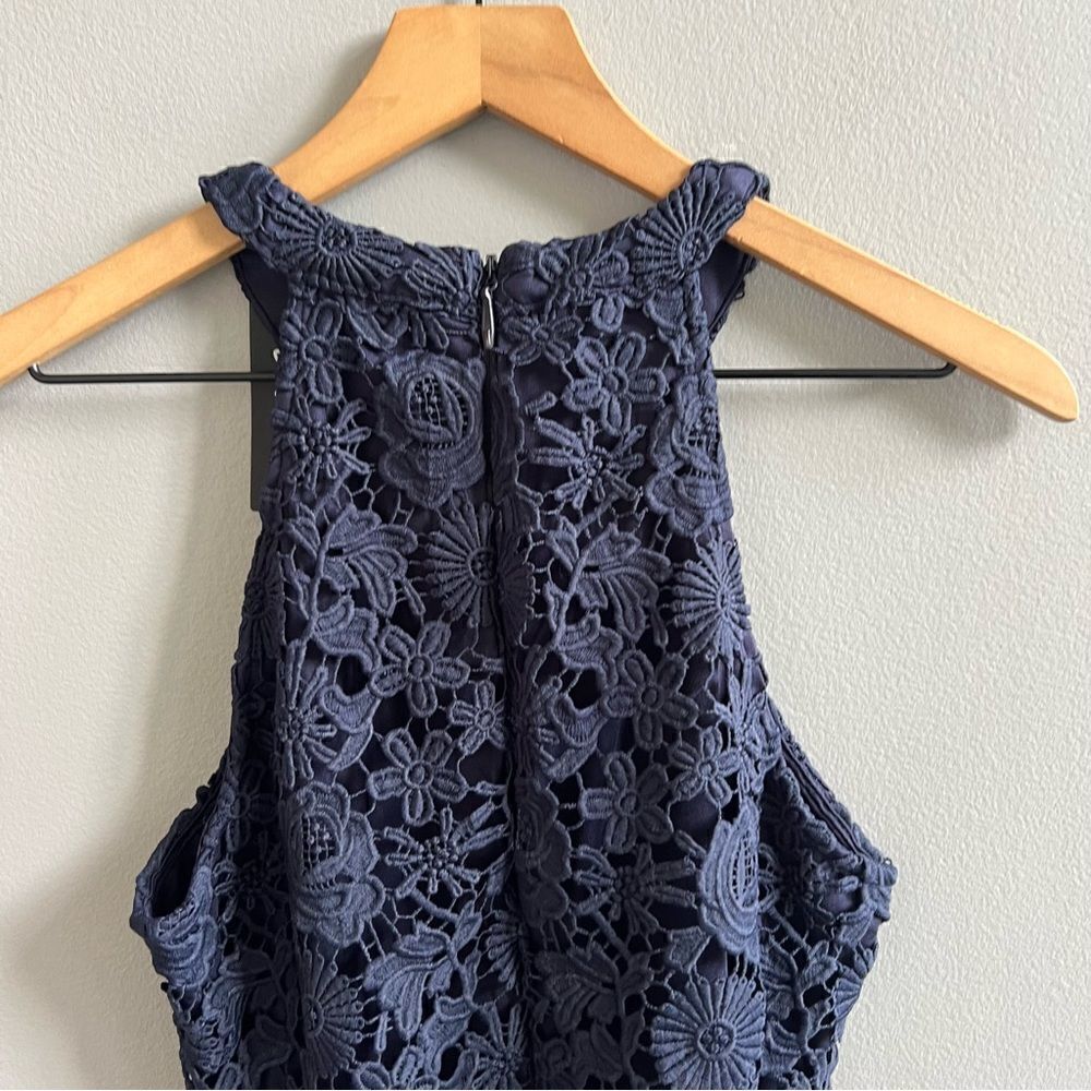 Lulu’s Love Poem NWT Navy Blue Lace Floral Mini Dress Size Medium - Picture 8 of 14